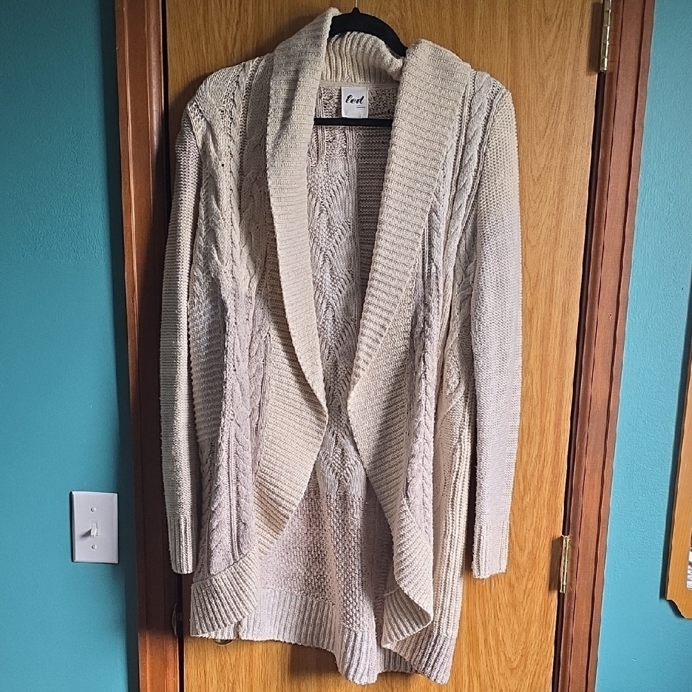 Lux Cream Cardigan Sweater with Longline Design